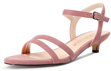 HDEUOLM Donna Basso Gattini Tacco Heel Aperte sulla Punta Sandali Cinturino alla Caviglia Slingback Fibbia da Matrimonio Feste Dress Estate 3 CM Heels