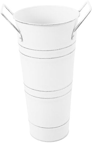 Black Iron Umbrella Stand and Storage Container - Flower Pails Long Cane Holder Rest Planter Pots for Indoor Plants Outdoor Bracket White