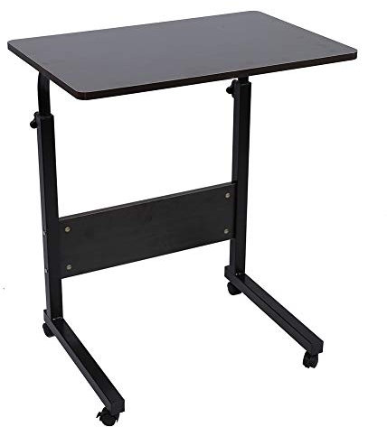 Support D'ordinateur Portable à Hauteur Réglable, Bureau avec Rouleau, Support en Acier au Carbone Durable, Table de Lecture côté Lit 45x40cm (Noyer Noir)