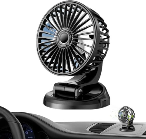 Ventilador de camping para coche, 5 V, 1 A, portátil, aire acondicionado para asiento trasero, recargable y giratorio de 360 grados, USB para automóviles pequeños y camiones grandes