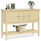 GOPLUS Table de Console, Placard de Cuisine pour Rangement Buffet en Bois Table Console, Buffet avec 2 Portes et 1 Etagères 2 Tiroirs pour Salon, Salle à Manger,Entrée 116,5x38x86,5cm