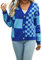HEYPORK Damen Herbst Winter Warm Bequem Jacke Casual Mode übergangsjacke Mantel Frauen Strickwaren Karierten Patchwork-Pullover Strickjacke(Blau, L)
