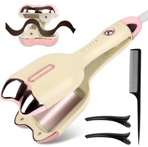 MXTIMWAN Rizador Pelo Ondas,Ondulador de Pelo, Modelador de Cabello, Plancha Ondas Al Agua Cerámica de Pelo, Rizador de Pelo 32 mm para Grandes Rizos,Moldeador de Pelo, Ideal para Principiantes