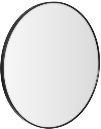 LOLAhome Espejo de Pared Redondo con Borde de Aluminio Negro de Estilo Moderno y Sencillo Adecuado para Decoración, Recibidor, Baño, Dormitorio, Tocador y Vestidor