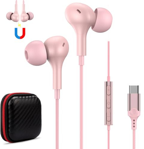 Auricolari USB C per iPhone 16e 15 Samsung Galaxy A16 S25 A56 A26 A35 A34 A54 S24 S23 Cuffie USB C con Microfono HiFi Stereo Cuffie Type C In-Ear con Filo per Google Pixel 9 Pro XL 8a OnePlus 13 12Pro