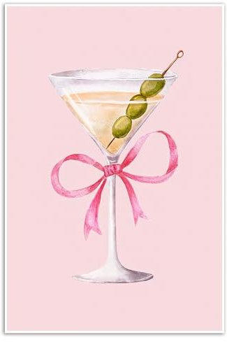 XWNLTEPK Poster décoratif en verre Martini rose Coquette Décoration d'intérieur Bar Chariot Art des années 80 et 90 Y2K Décoration murale moderne