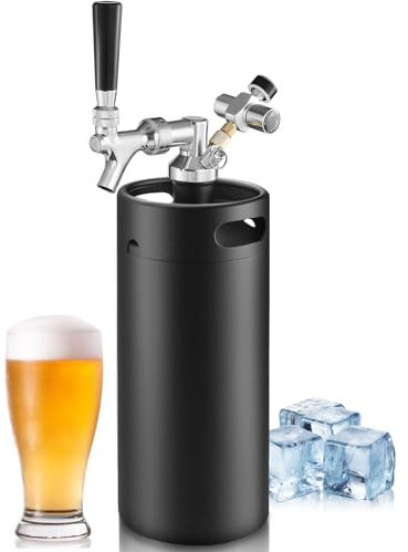 Ferroday Cultivador de cerveza de acero inoxidable de 3,628.7 g y 3,628.7 g, mini barril portátil, sistema dispensador de cerveza de barril para mantener fresca y carbonatación para cerveza de barril,