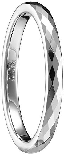 083BASE Ringe Damen/Herren Silber 2mm breit Kuppelform und Comfort Fit Design Stein Unisex Wolfram Ringe für