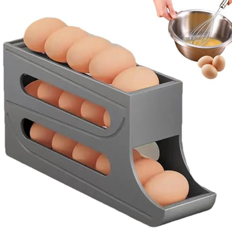 Eier-Organizer für Kühlschrank, Eieraufbewahrung für Kühlschrank, Eierregal für den Kühlschrank mit 3 Etagen, Automatisch rollender Kühlschrank-Eierständer, platzsparender Kühlschrank-Eierspender für