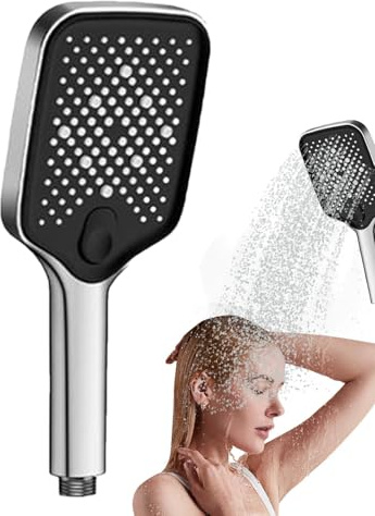 Duschkopf mit hohem Druck, 4 Modi, Handbrause für kraftvolles Waschen, großer ergonomischer Regenduschkopf für Zuhause, Badezimmer, Haustierreinigung
