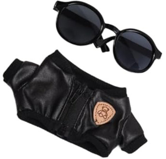 2er Set Puppen Outfits mit Schwarzer Jacke Und Sonnenbrille für 15 cm Große Puppen