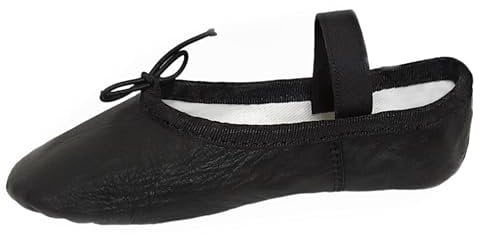 Ballet Shoes Leather Ballet Flats Ballerina Shoes Black Ballet Gymnatic Yoga Dance Shoes (5 UK)