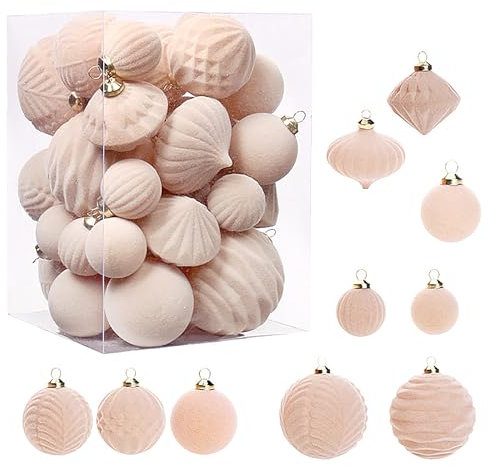 35-teiliges Samt-Weihnachtskugel-Set, Bunte Weihnachtsbaumkugeln, Samt-Weihnachtskugeln für Weihnachten, Zuhause, Party, Dekoration (D)