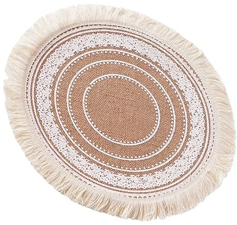 Alipis Elegantes Wärmeisolierendes Tischset Gewebte Teekannenmatte Mit Ausgefransten Kanten Runde Tischmatte