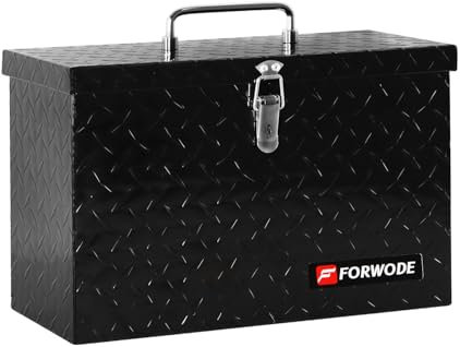 Forwode 40,6 cm LKW-Werkzeugkoffer für Pickup-LKW, Bett, Wohnmobil, Werkzeugkasten mit faltbarem Griff oben, 40,6 x 19,1 x 25,4 cm, Schwarz