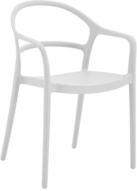 Rebecca Mobili Sedia Moderna da Giardino, Sedia Impilabile, Bianco, Polipropilene, Salvaspazio, con Braccioli, per Casa o Esterno - Misure HxLxP: 81 x 57 x 51,5 cm - Art. RE7193V5