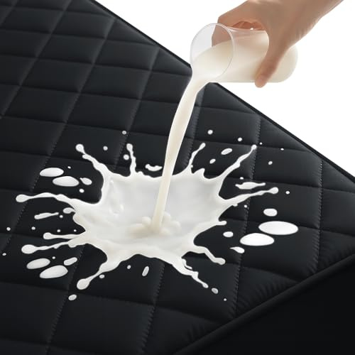 YSTELLAA Matratzenschoner 160x200cm, Schwarz | Weiche Matratzenbezug Atmungsaktive, Mattress Protector Anti-Milben, Matratzenschutz Für Matratzen Topper Bis 30cm