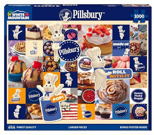 White Mountain 1000 Piece Jigsaw Puzzle Nostalgic Desserts Collage Puzzles with Large Pieces, Gift for Adults and Family 24x30 - Pillsbury