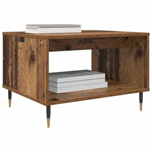 vidaXL Couchtisch Altholz 60 x 50 x 40 cm Holzwerkstoff, Stylischer, rechteckiger Couchtisch, industrielles Design, viel Stauraum, langlebiges Holz, modernes Wohnzimmer