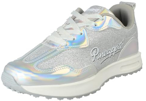 Girls Pineapple Sparkly Glitter Casual Comfy Lace Up Trainers H2R682
