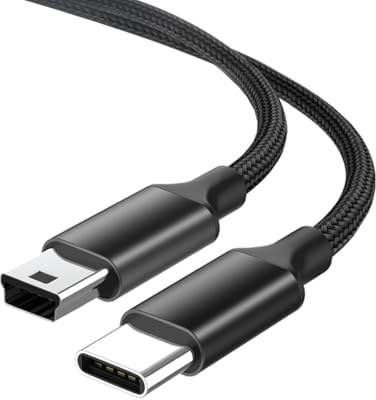 BOPLYBAY Câble mini USB vers USB C extra long de 3 m pour GPS, caméra embarquée, lecteur MP3, manette de PS3, appareil photo numérique, synchronisation de données et charge rapide (noir)
