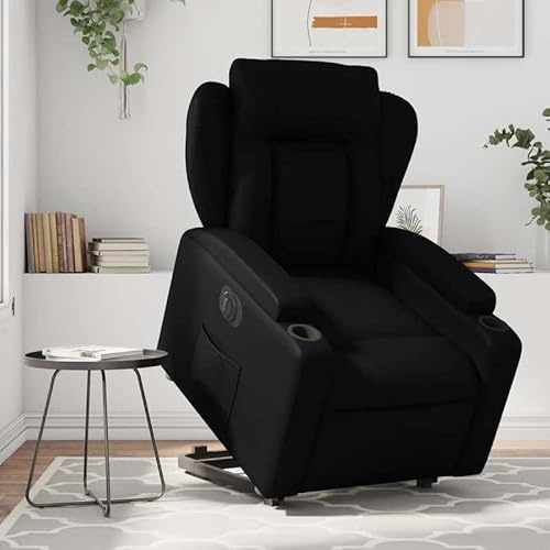 Bladez Relaxsessel mit elektrischer Aufstehhilfe in Schwarz – Kunstleder (PU, Polyester, Baumwolle) & Metall – Bequemer Ottomane für Wohnzimmer