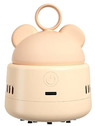 Mini-Desktop-Staubsauger, kabellos, über USB wiederaufladbar, leistungsstarke Saugkraft, kompakt, leicht, für Tastatur, Zuhause, Büro, Auto, Blau, Beige, 110 x 86 x 86 mm (Beige)