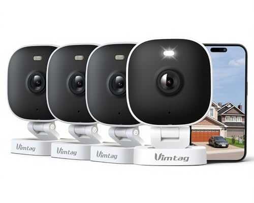 VIM TAG 2.5K Caméra Surveillance WiFi Extérieure, Nocturne Couleur(4PCS) | Détection IA personnes/véhicules/animaux, Alarme APP, Audio Bidirectionnel, Stockage Micro SD et Cloud, Étanche IP65, Alexa