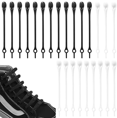 24 Pezzi Lacci Scarpe Elastici, Impermeabile Lacci Elastici per Scarpe Bambini in Silicone, No Tie Stringhe per bambini e adulti, per Piatti Scarpe Sneakerboots e Scarpe Casual