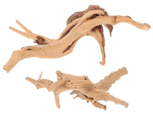 Lurrose Natürliche Treibholz Aquariumdekoration 2 Stück Holz Wurzel Ornament für Fischbecken Landschaftsgestaltung und Tischdeko Zufälliger Stil