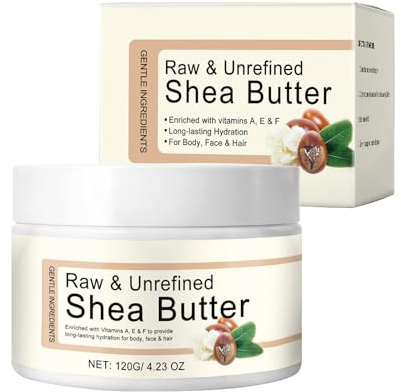 Bio Shea Butter Roh 120g,Intensive Feuchtigkeitspflege für Gesicht, Körper & Haar,Natürliche Hautpflege für trockene & sensible Haut, Vegan für alle Hauttypen (120g)
