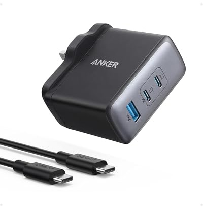 Anker Nano 100W MacBook Charger, 3-Port Fast Compact GaN USB Charger Block | With 1 Pack & 1 Cable for MacBook Pro/Air, Pixelbook, ThinkPad, Dell XPS, iPad Pro, iPhone 17 Series, Galaxy S23, and More