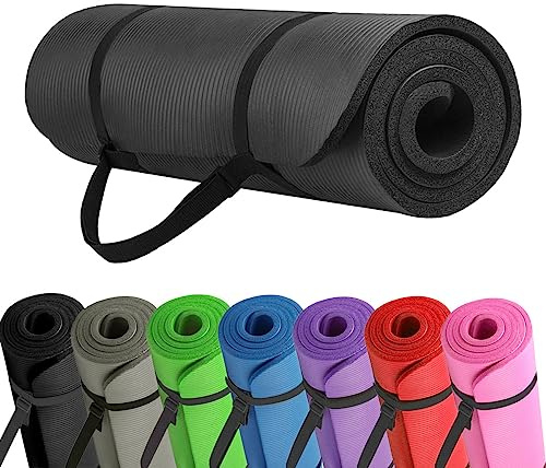 NBR Yogamatte mit Tragegurt 1,5cm dicker Schaumstoff Gymnastikmatte Sportmatte Bodenmatte für Homeworkouts Yoga Pilates HIT (Lila)