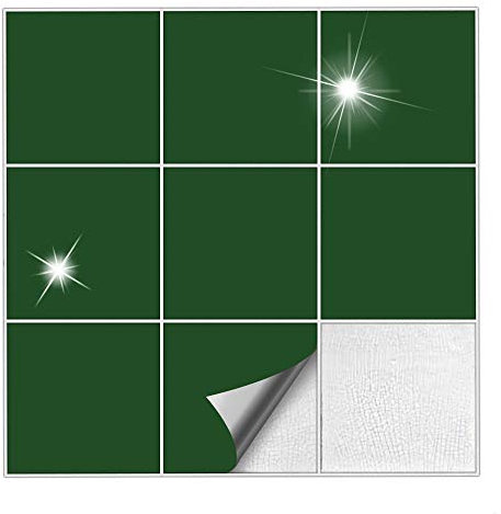 Kiwistar Fliesenaufkleber Dunkelgrün Glänzend - 9,5 x 9,5 cm - 1 Stück - Klebefliesen Fliesenmuster Stickerfliesen Wandfliesen überkleben - selbstklebend für glatte Flächen