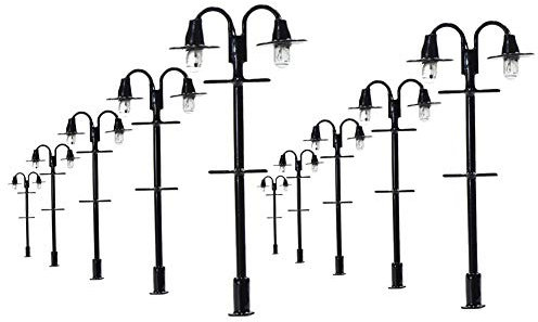 Evemodel 10Stk. Modellbahn Laternenpfahl Minigartendekor Spur N 1: 160 Straßenlaternen Lampen 5.5 cm 12V