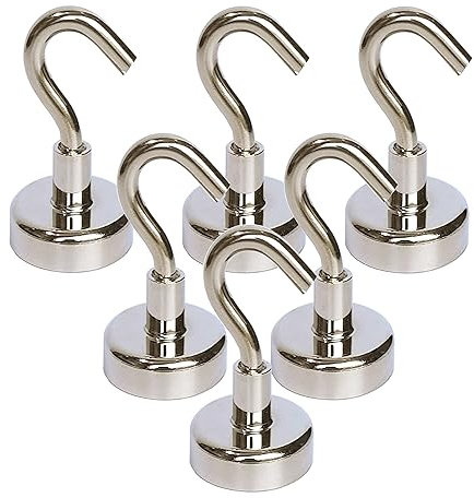Gancio magnetico Magnetpro 9 kg Potenza di aspirazione eccellente Magneti al neodimio potenti Magnetici per porte, armadi, soffitti, accessori, accessori industriali (6 pezzi)