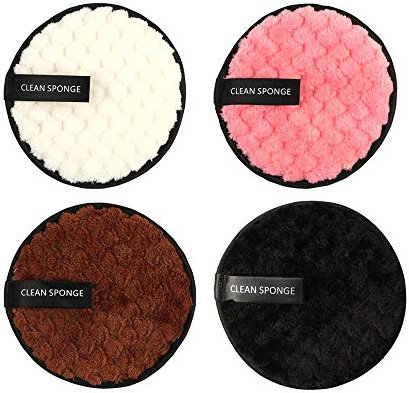 Tissu Démaquillant Réutilisable, Coton Demaquillant Lavable, Microfibre Molle À Double Face Eponges Et Lingettes Démaquillantes Nettoyantes Visage - Instantanément Avec De L'Eau Juste , 4 Pcs