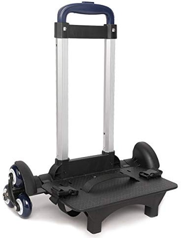 PROTAURI Faltbarer Trolley für Schultaschen - Handwagen auf Rädern für Kinder, Schulrucksack Reisegepäck Trolley mit Schnallen (6 Räder Blau)