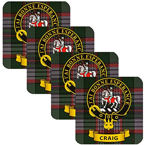 Craig Square Coasters Scottish Clan Crest Set of 4 From Scotland