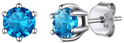 ChicSilver Silber Ohrstecker mit Zirkonia Rund Ohrstecker mit Monatsstein Dezember Tansanit Damen Ohrschmuck