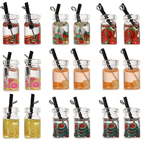EXCEART 30 Stücke Milch Tee Anhänger Charme Bubble Tea Charme DIY Basteln Perlmilch Boba Milch Tee Tasse Ohrringe Ohrhaken Anhänger für Schlüsselanhänger Schmuckherstellung