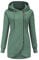 ELFIN Damen Lange Kapuzenpullover Zipper Hoodie Herbst Winter Pulli Sweatjacke mit Reißverschluss, Grün, M