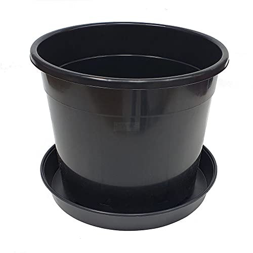 Gro Garden Products 20 Litre Plant Pot, Heavy Duty Flower Pot With Large 35cm Saucer - Large Plant Pots Outdoor & Indoor Plant Pot for Herb, Flowers, Potato, Shrub & More - Pack of 6