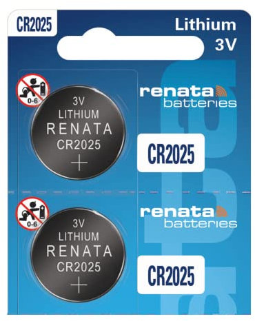 Renata CR2025 Batteries - 3V Lithium Coin Cell 2025 Battery (2 Count)