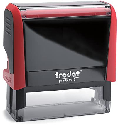 Trodat Printy 4915 - Gehäusefarbe feuerrot - mit Wunschtext personalisierbarer Namensstempel, Adressstempel oder Textstempel - 70x25 mm - 7 Zeilen
