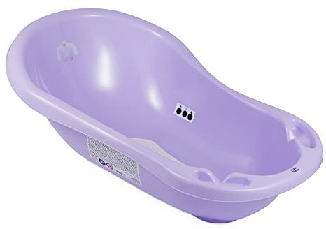 Hylat Baby - Yeti Lila - Babybadewanne mit Thermometer, Badewannenstöpsel und Antirutschmatte - Badewanne für Neugeborene und Babys bis 12 Monate - BPA-freiem Plastik, Kinder Baby Born Wanne