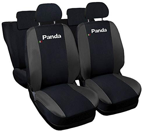 Auto Accessori Lupex - Kompatible Autositzbezüge für Panda zweite 169 und dritte 319 Reihe, schwarz dunkelgrau, Made In Italy, sitzbezüge vorne und hinten, einteilig, Polyester