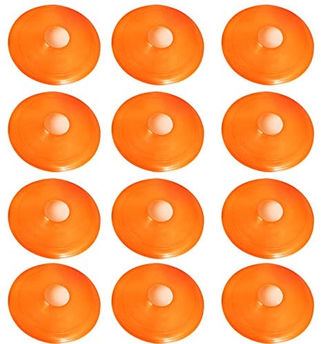 Widisun 12 Stück Orange Markierkegel Fußbal Trainingskegel Hilfs Multifunktionskegel verwendet für Kinder Kegel Fussballtraining Markierungshütchen Hütchen für Training im Fussball Hockey