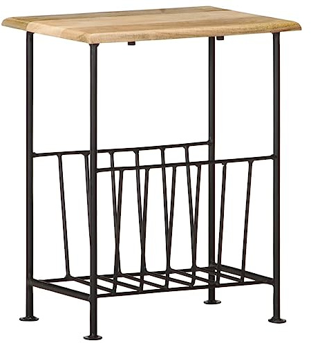 vidaXL Mangoholz Massiv Zeitschriftenständer Beistelltisch Magazinständer Couchtisch Wohnzimmertisch Zeitschriftenhalter 40x30x50cm Stahl