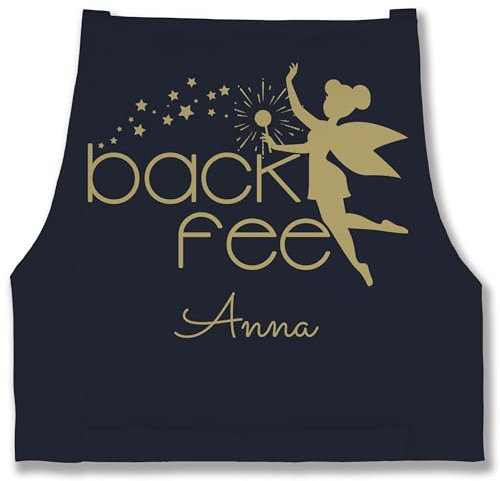 Schürze - Backschürze Damen Frauen - Back Fee I Backfee I Geschenk Backen I Hobbybäckerin - 85x69 - Navy Blau - personalisierte geschenke bäckerschürze gift baking bäcker kochschürzen